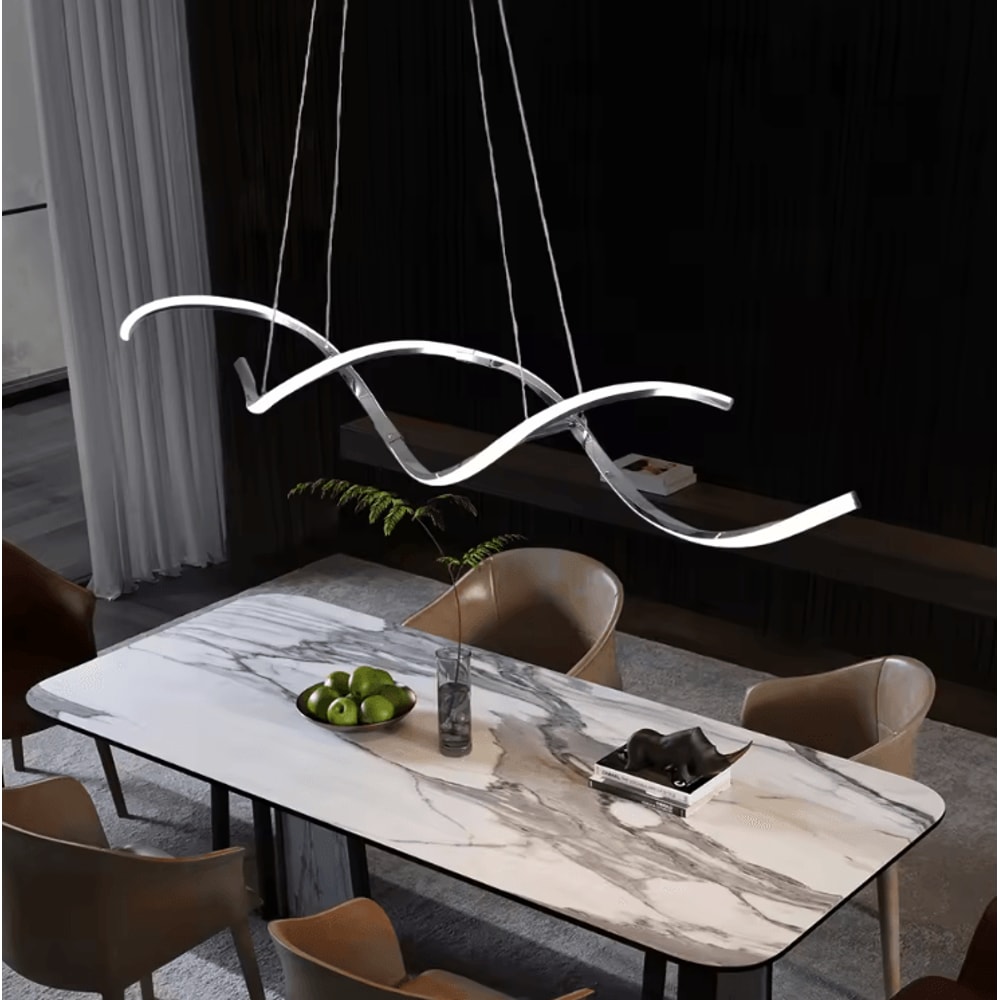 Modern Linear LED Chandelier Sleek Pendant Light For Dining Room Kitchen 1