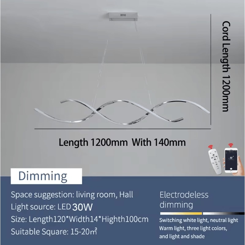 Modern Linear LED Chandelier Sleek Pendant Light For Dining Room Kitchen 2