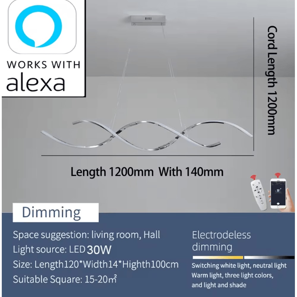 Modern Linear LED Chandelier Sleek Pendant Light For Dining Room Kitchen 3