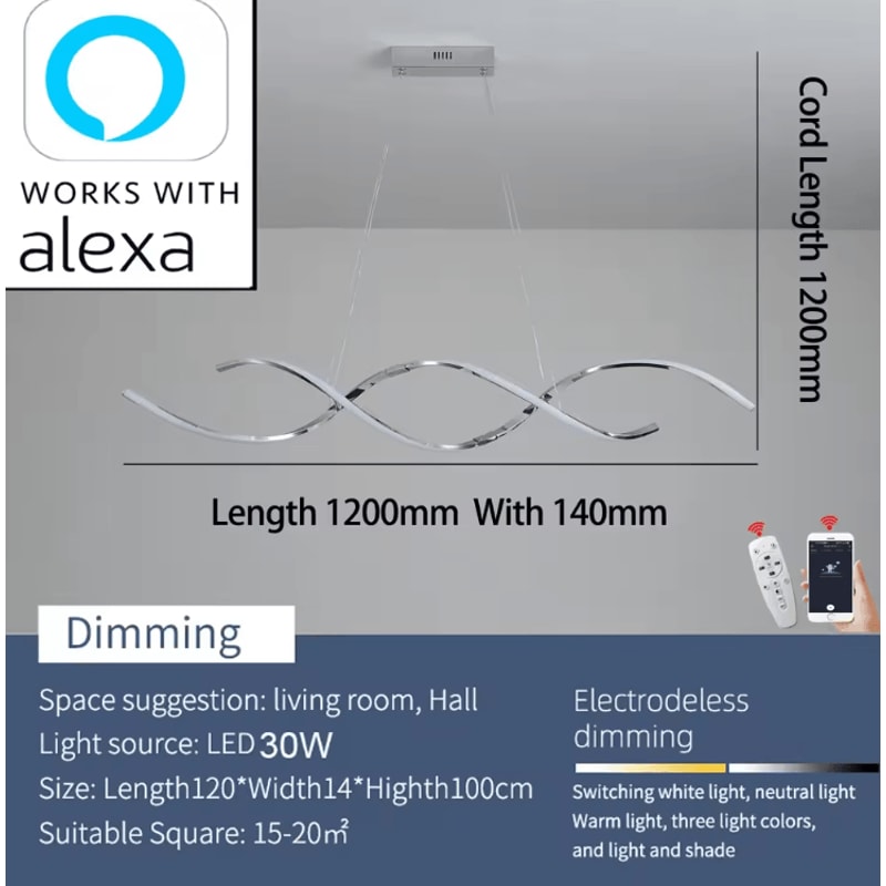 Modern Linear LED Chandelier Sleek Pendant Light For Dining Room Kitchen 3