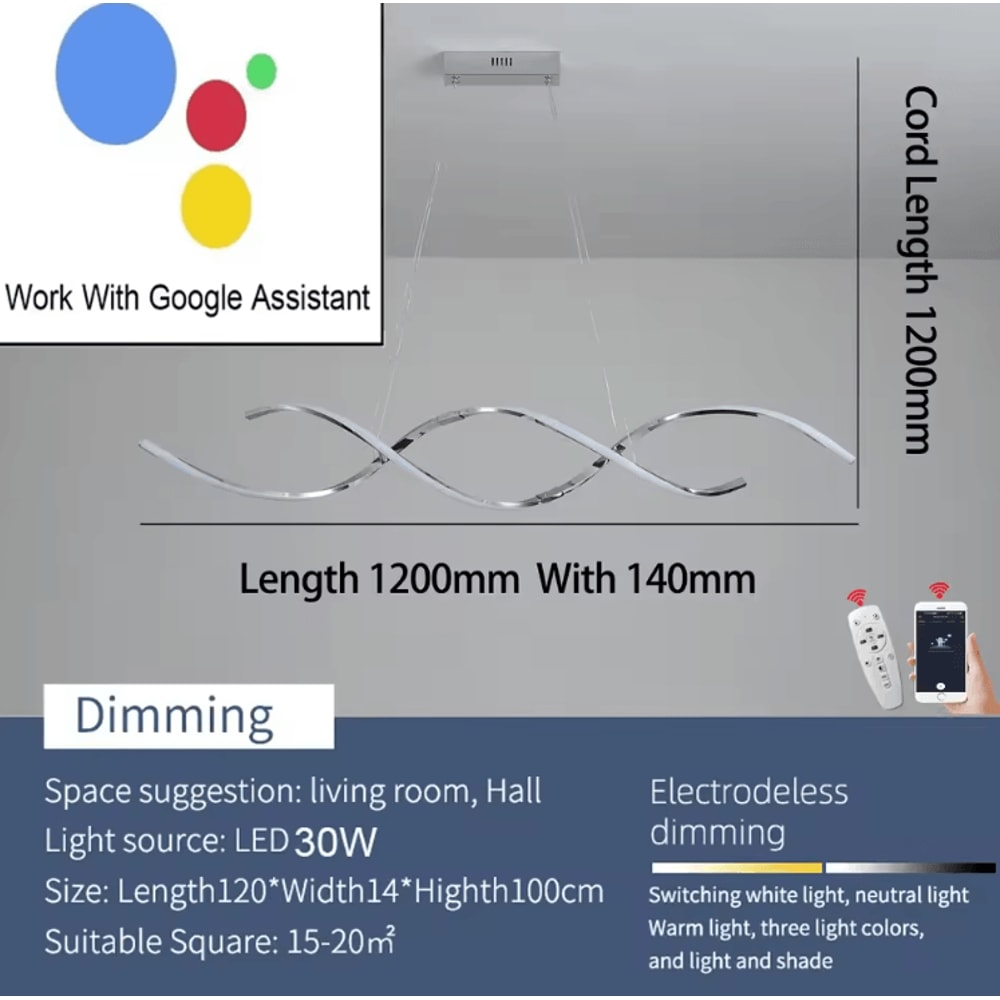 Modern Linear LED Chandelier Sleek Pendant Light For Dining Room Kitchen 4