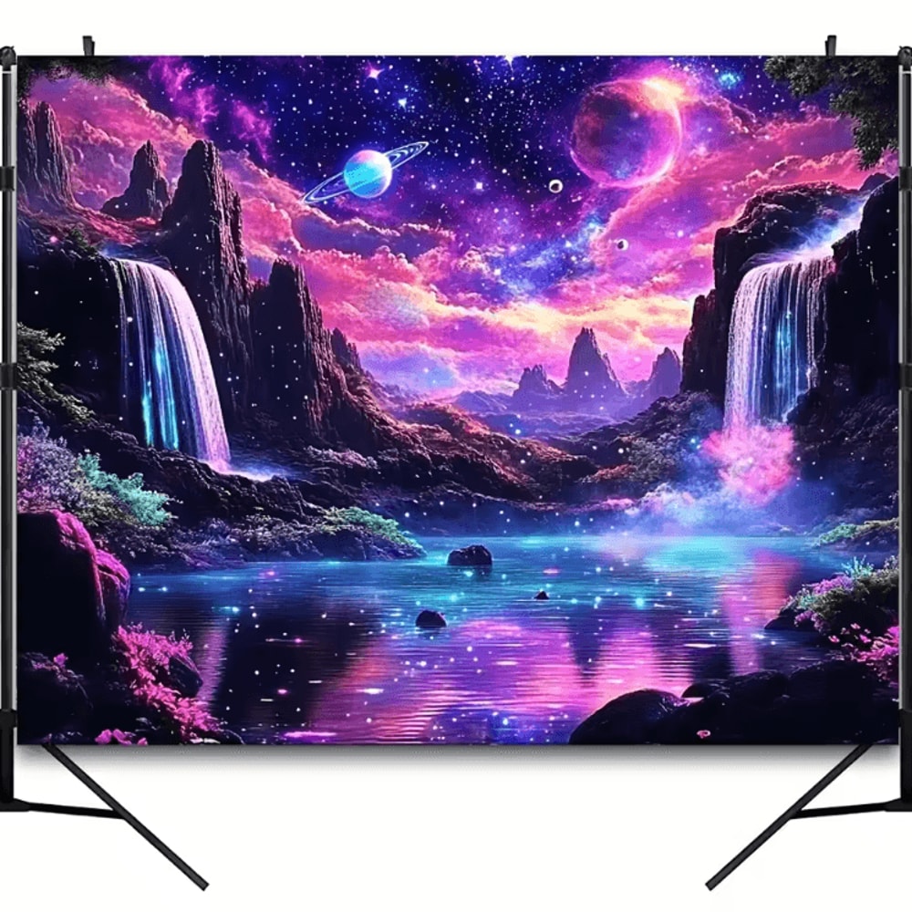Fantasy Starry Sky Glow Tapestry Galaxy Waterfall Wall Art For Dreamy Spaces 3
