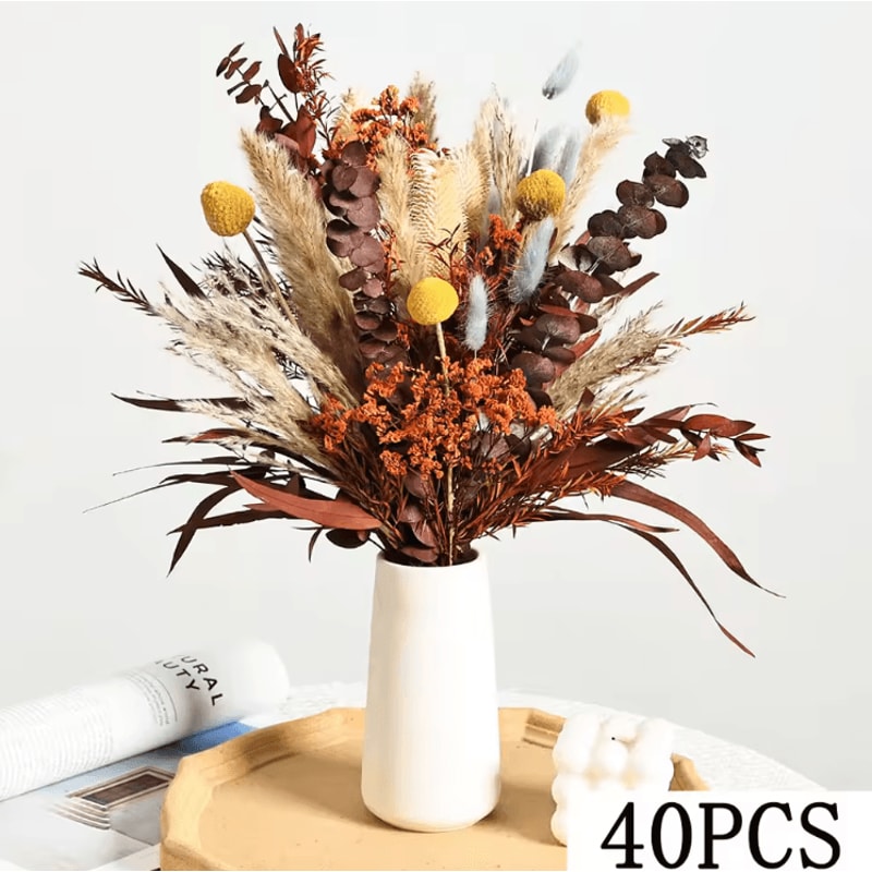 Boho Preserved Flower Bouquet Pampas Grass Eucalyptus Decor Set For Home Weddings 3