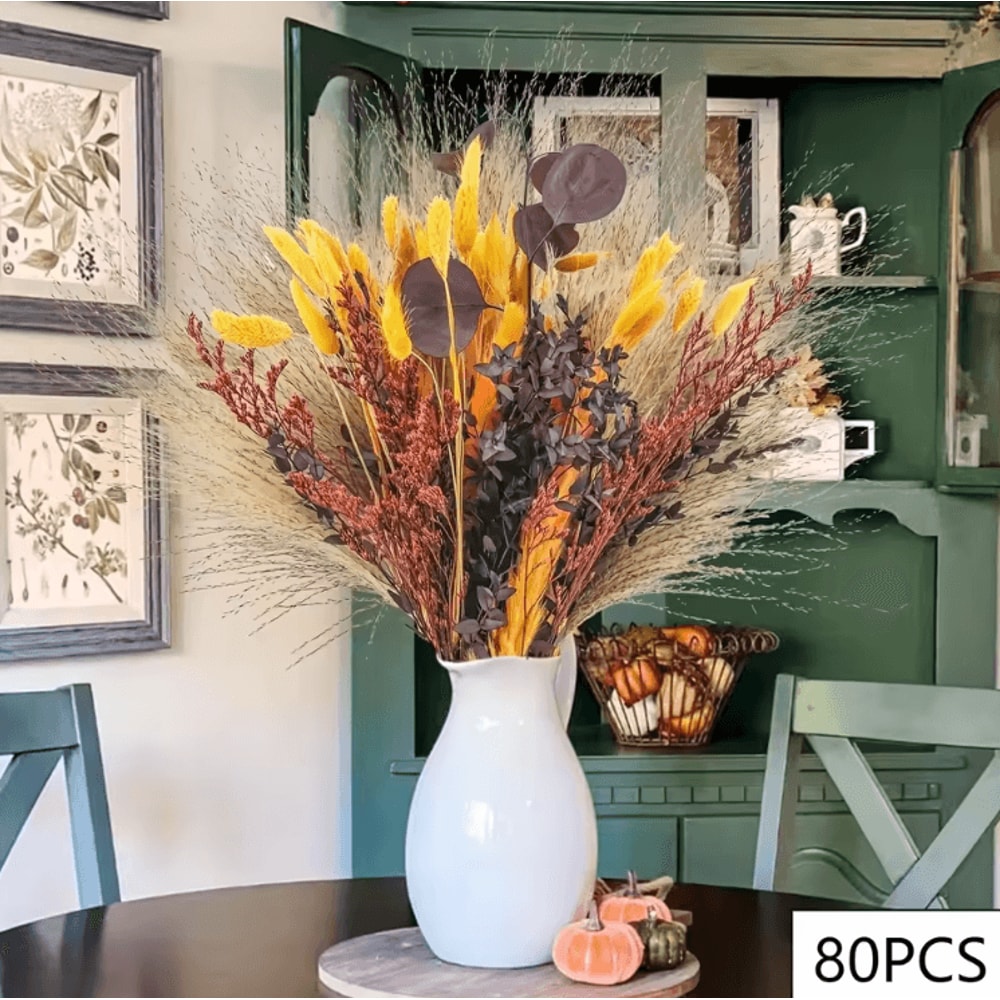 Boho Preserved Flower Bouquet Pampas Grass Eucalyptus Decor Set For Home Weddings 4