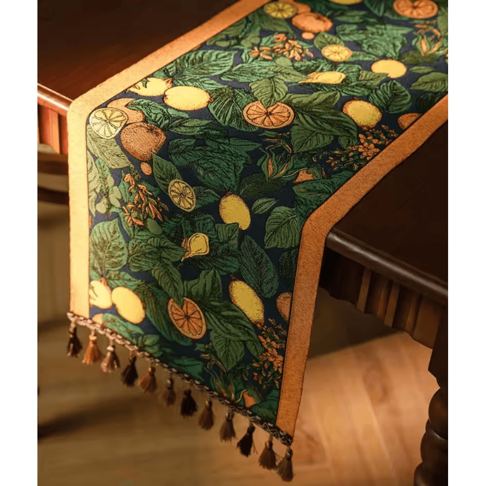 Farmhouse Lemon Floral Table Runner Rustic Linen Decor For Kitchen Dining 1