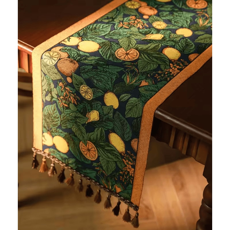 Farmhouse Lemon Floral Table Runner Rustic Linen Decor For Kitchen Dining 1