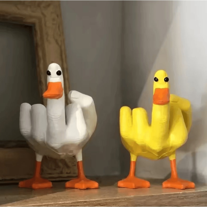 Cheeky Middle Finger Duck Statue Funny Resin Desk Decor Gift 0