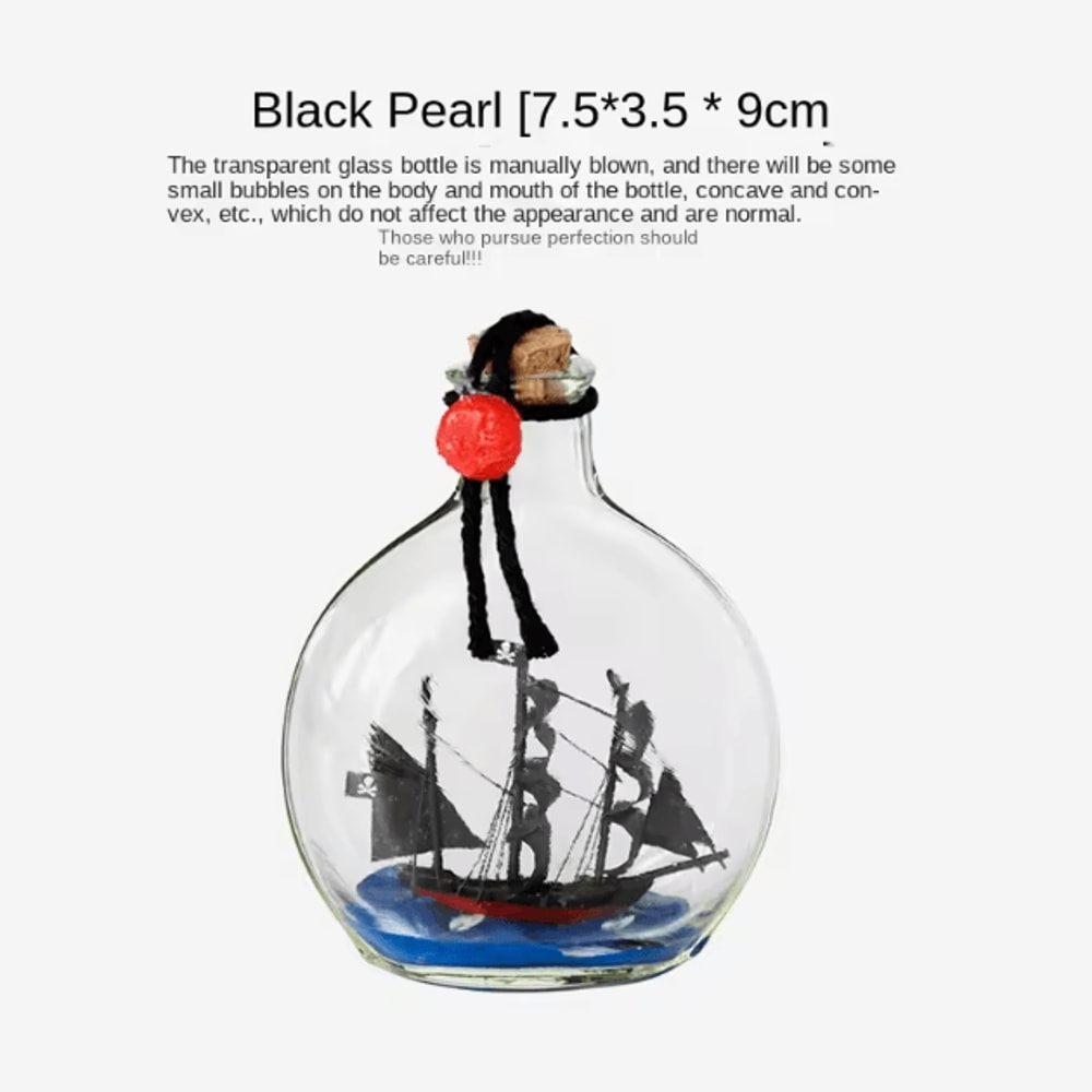 Black Pearl Pirate Ship In Bottle Floating Drift Ornament Nautical Decor 1