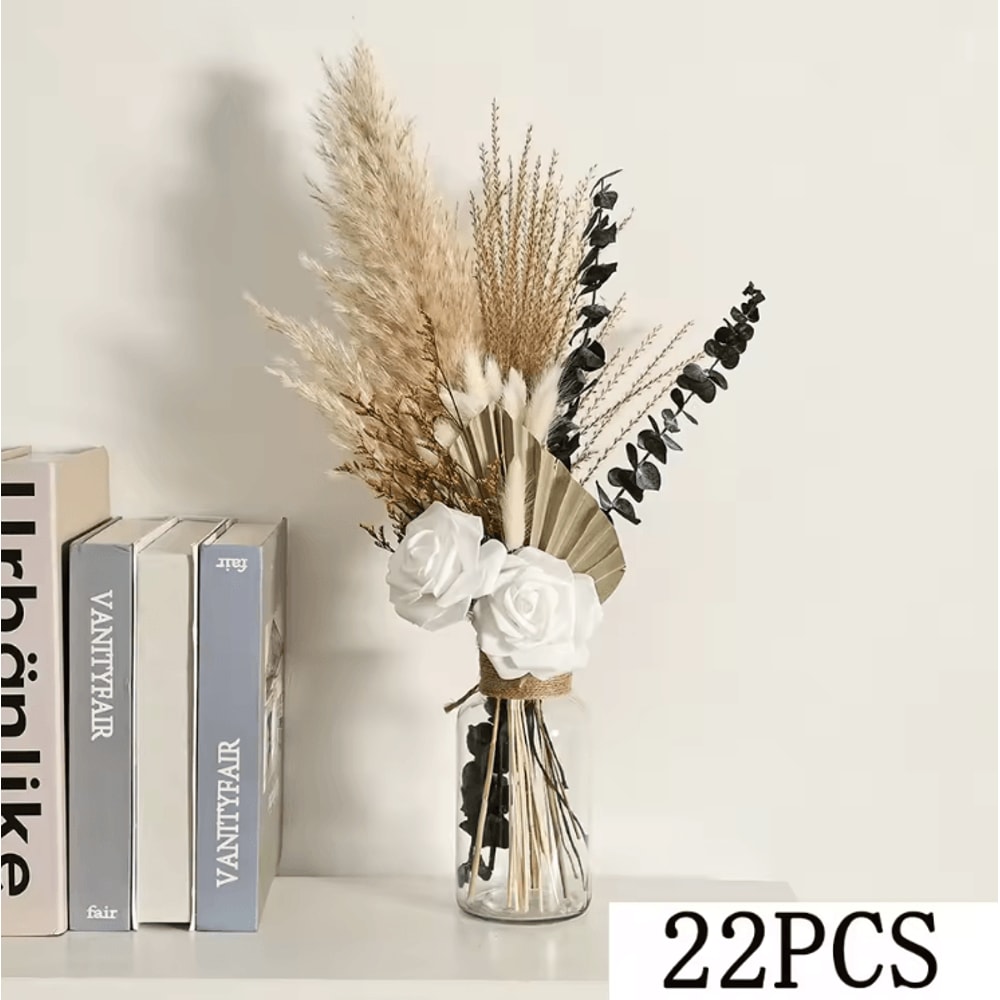 Boho Pampas Eucalyptus Dried Flower Bouquet Natural Rustic Decor For Home Weddings 3