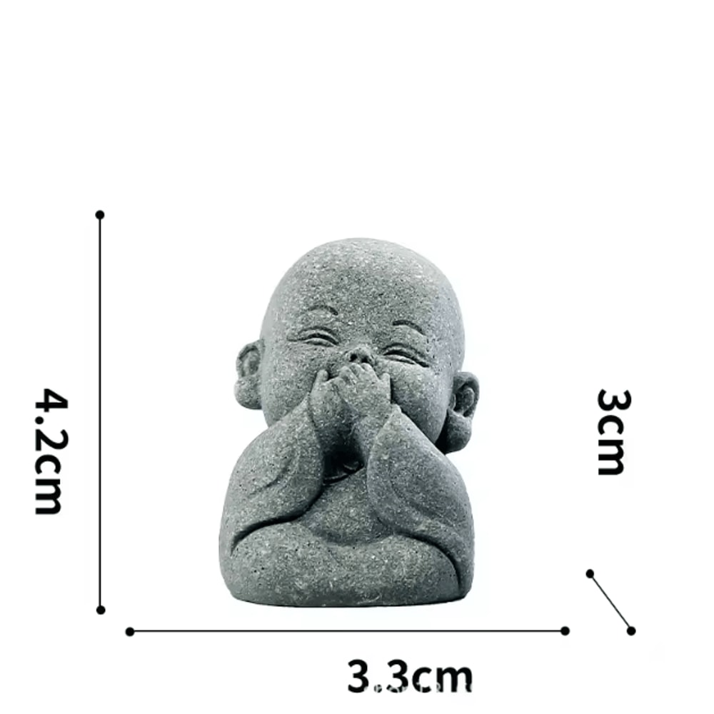 Cute Zen Monk Statue Set Serene Meditation Decor For Home Desk Garden 4