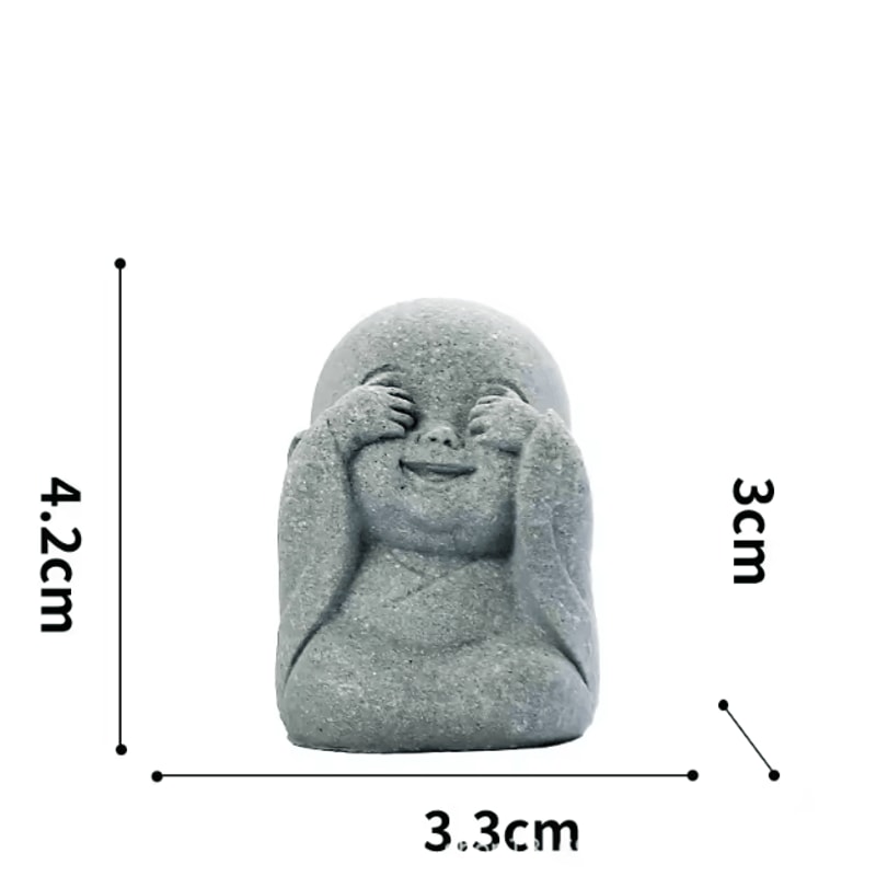 Cute Zen Monk Statue Set Serene Meditation Decor For Home Desk Garden 5