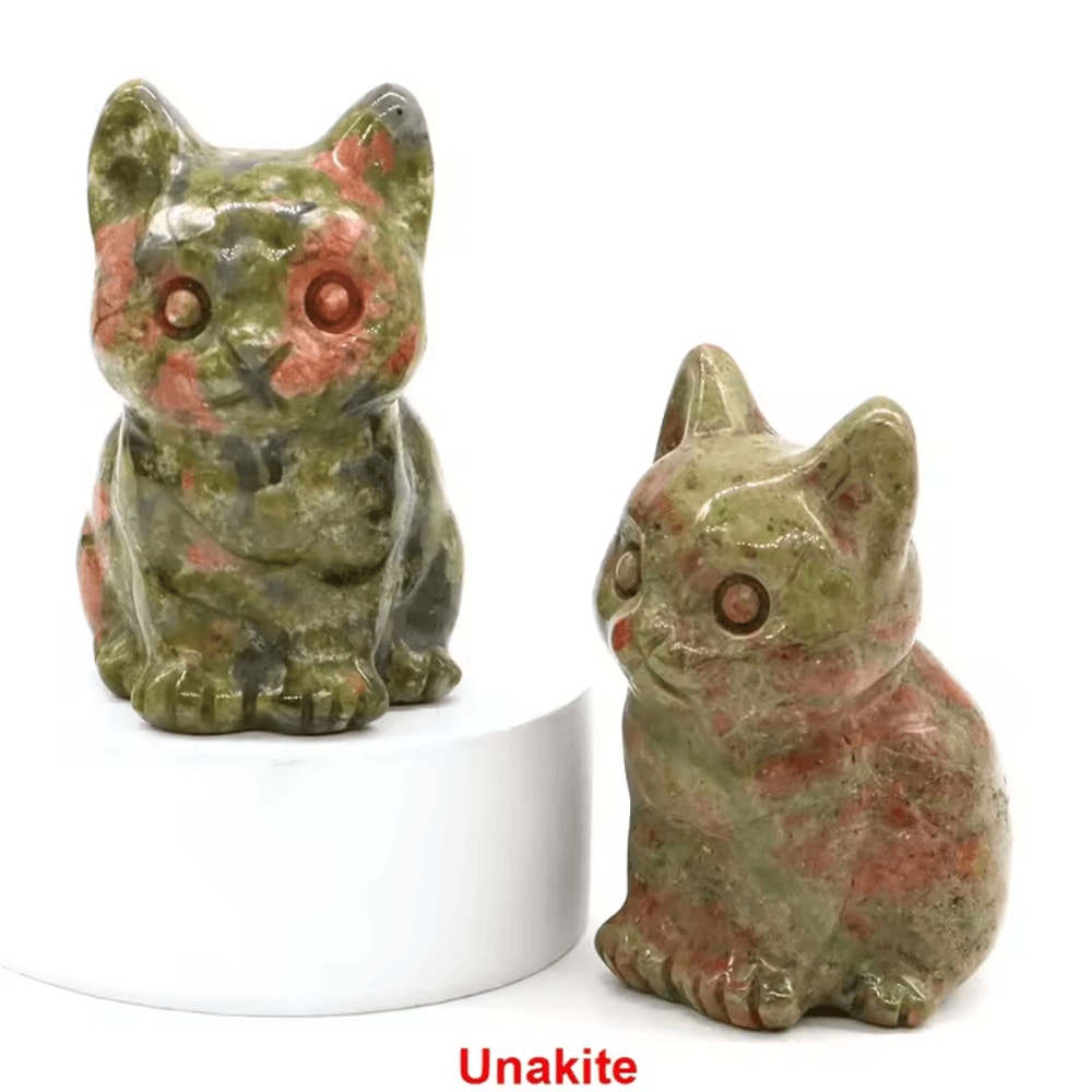 HandCarved Amethyst Cat Figurine Healing Crystal Decor For Home Meditation 10