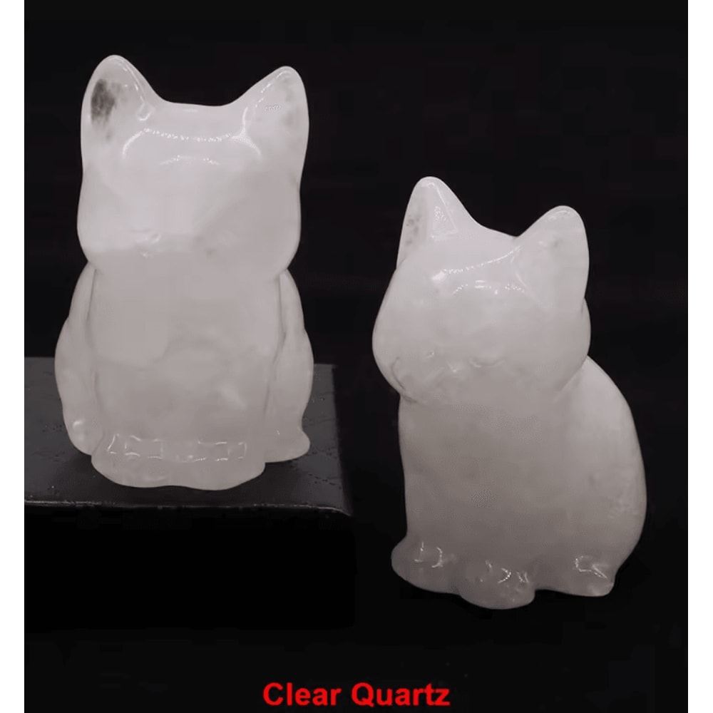 HandCarved Amethyst Cat Figurine Healing Crystal Decor For Home Meditation 11