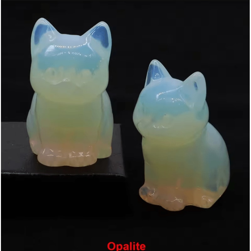 HandCarved Amethyst Cat Figurine Healing Crystal Decor For Home Meditation 12