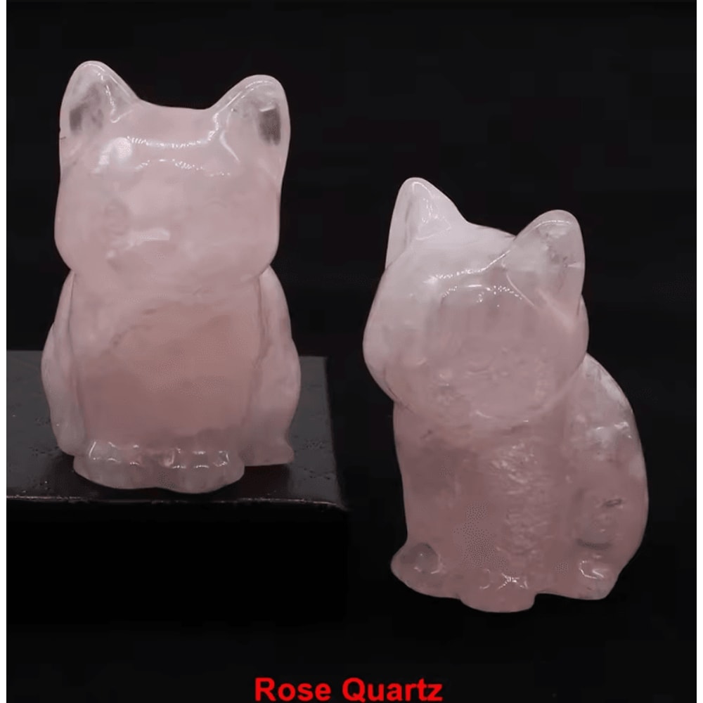 HandCarved Amethyst Cat Figurine Healing Crystal Decor For Home Meditation 13