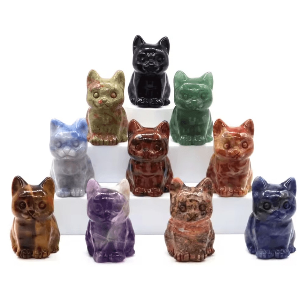 HandCarved Amethyst Cat Figurine Healing Crystal Decor For Home Meditation 1
