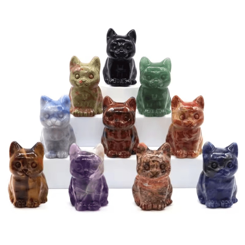 HandCarved Amethyst Cat Figurine Healing Crystal Decor For Home Meditation 1