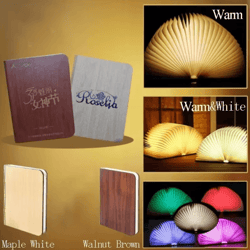 3d folding wooden led book lamp – rgb night light for bedroom & desk decor