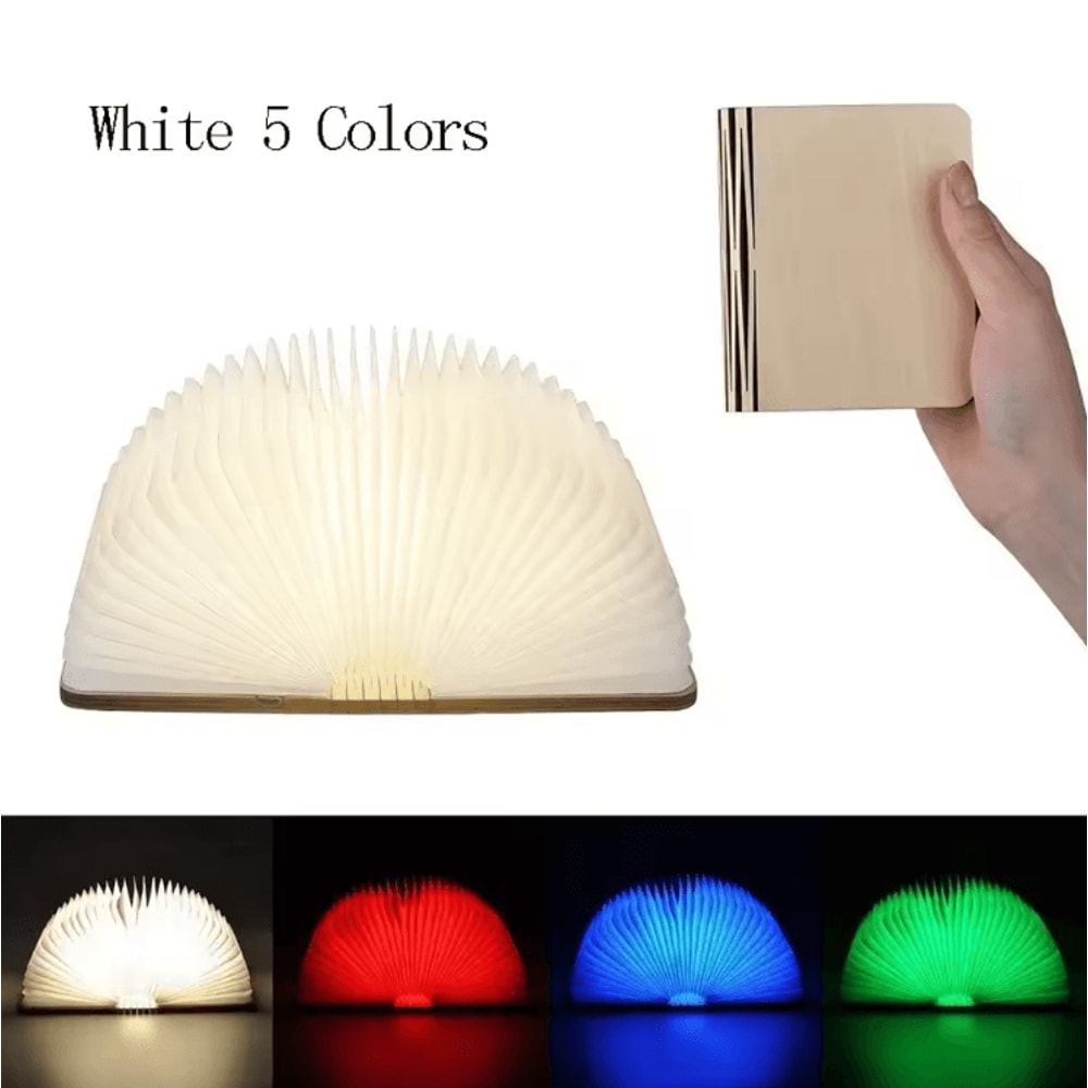 3D Folding Wooden LED Book Lamp RGB Night Light For Bedroom Desk Decor 1