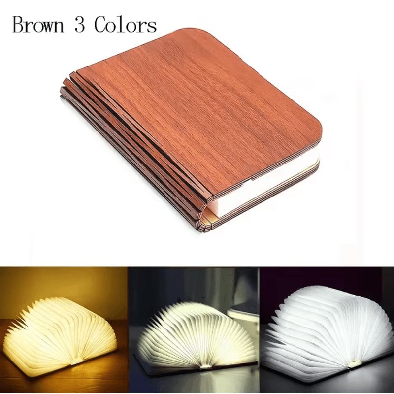 3D Folding Wooden LED Book Lamp RGB Night Light For Bedroom Desk Decor 2