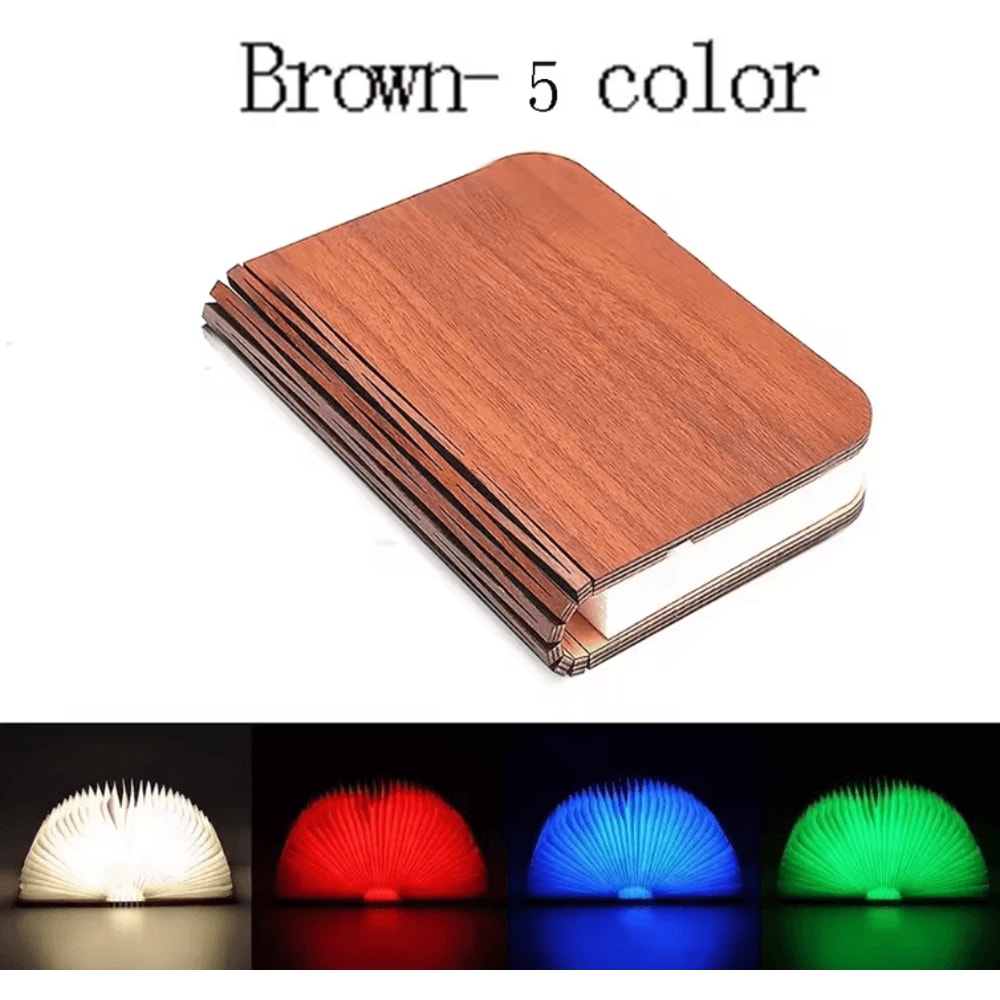 3D Folding Wooden LED Book Lamp RGB Night Light For Bedroom Desk Decor 3