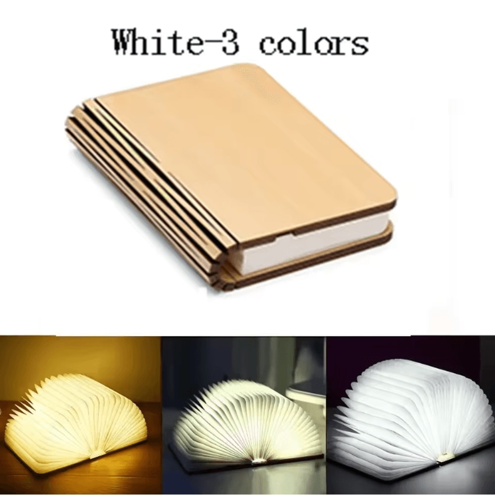 3D Folding Wooden LED Book Lamp RGB Night Light For Bedroom Desk Decor 4