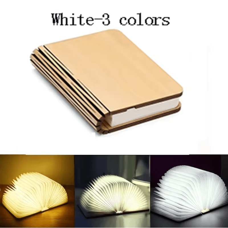 3D Folding Wooden LED Book Lamp RGB Night Light For Bedroom Desk Decor 4