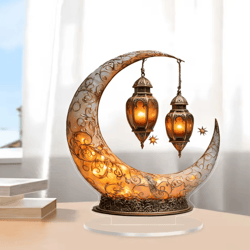 celestial moon & star acrylic desk decor – minimalist 2d tabletop ornament