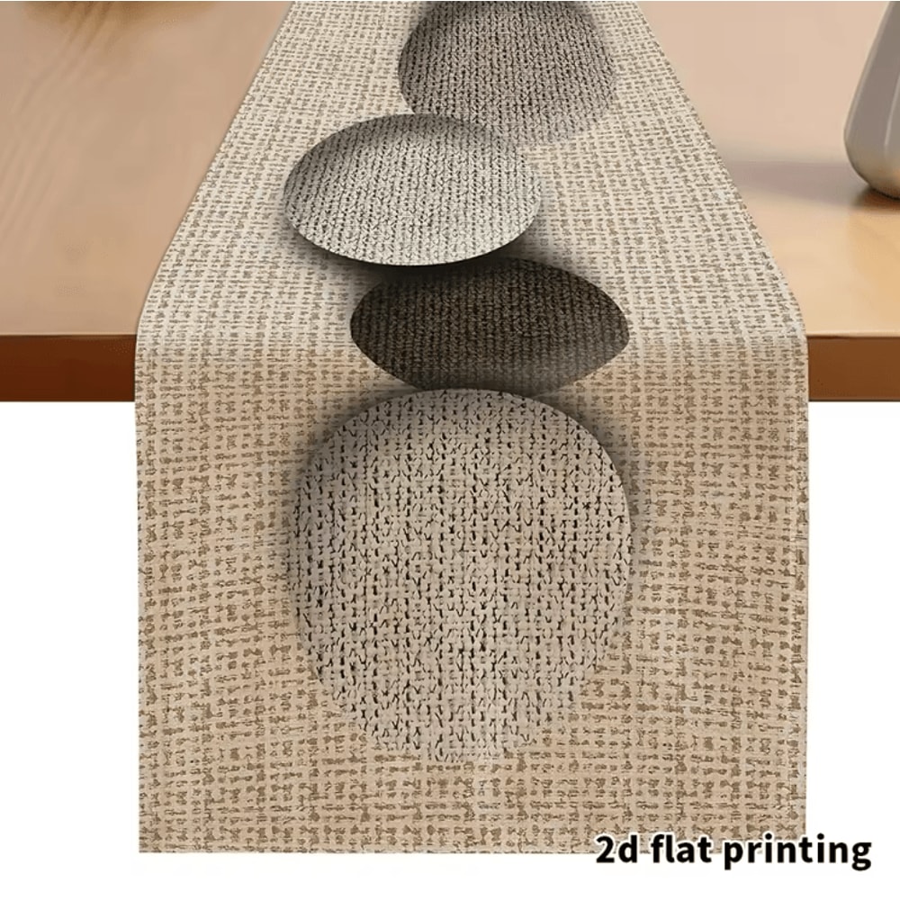 EarthToned Pebble Pattern Table Runner Textured Linen Neutral Decor Accent 0