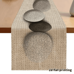 earth-toned pebble pattern table runner – textured linen neutral decor accent