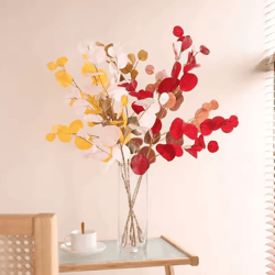 long stem artificial eucalyptus leaves – realistic greenery for wall, vase & diy decor