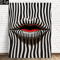 Abstract Striped Lips Canvas Art Black White Modern Pop Art Wall Decor 0