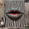 Abstract Striped Lips Canvas Art Black White Modern Pop Art Wall Decor 3