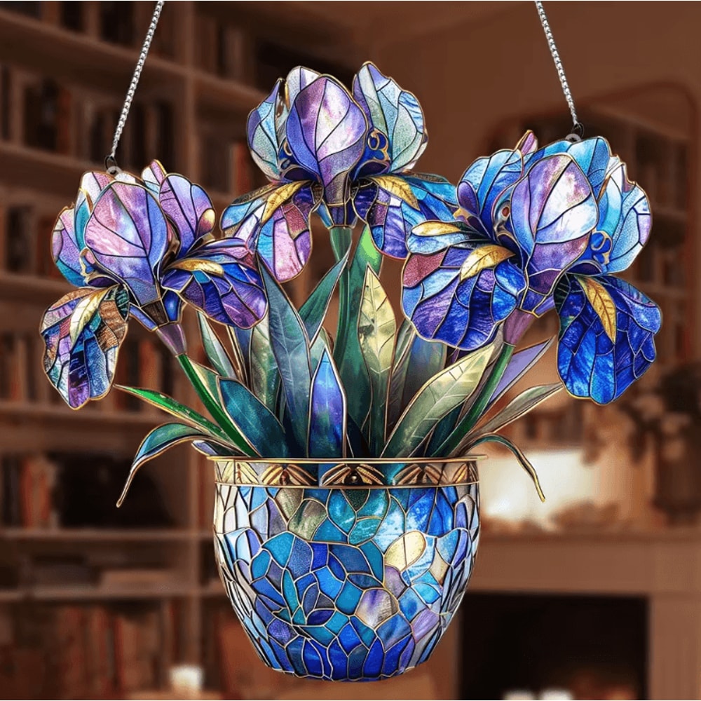 Acrylic Hanging Flower Suncatcher 2D Plant Basket Sunlight Catcher Decor 0