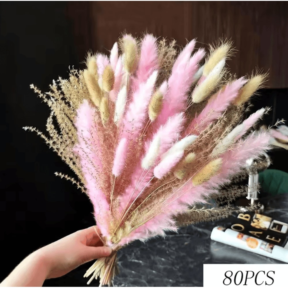 Blush Pampas Grass Gypsophila Boho Wedding Bouquet Centerpiece 3