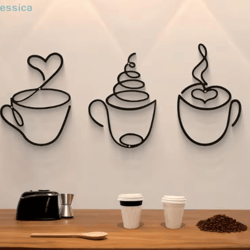 minimalist black metal coffee cup wall art – modern kitchen & cafe decor