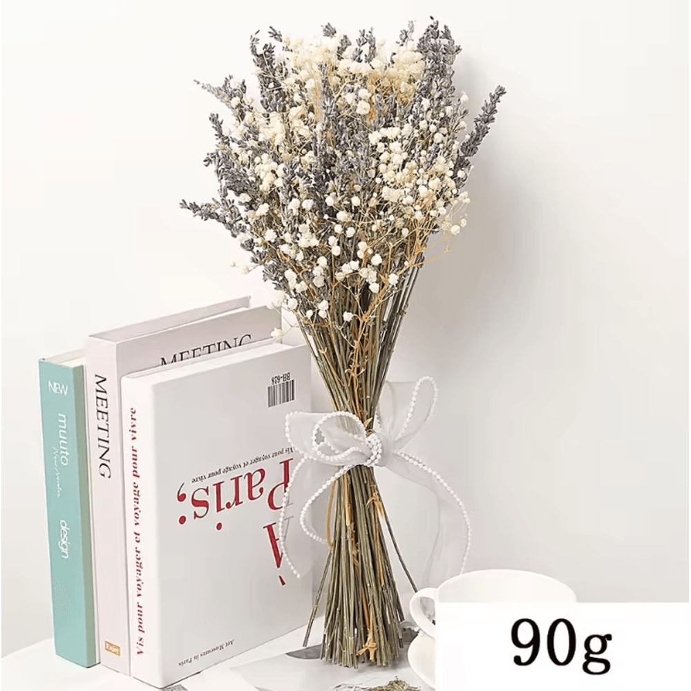 Romantic Lavender Gypsophila Dried Flower Bouquet Natural Wedding Home Decor 2