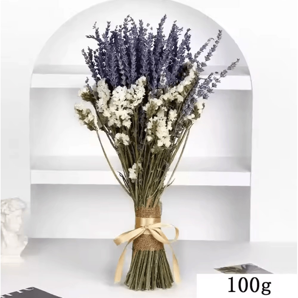Romantic Lavender Gypsophila Dried Flower Bouquet Natural Wedding Home Decor 3