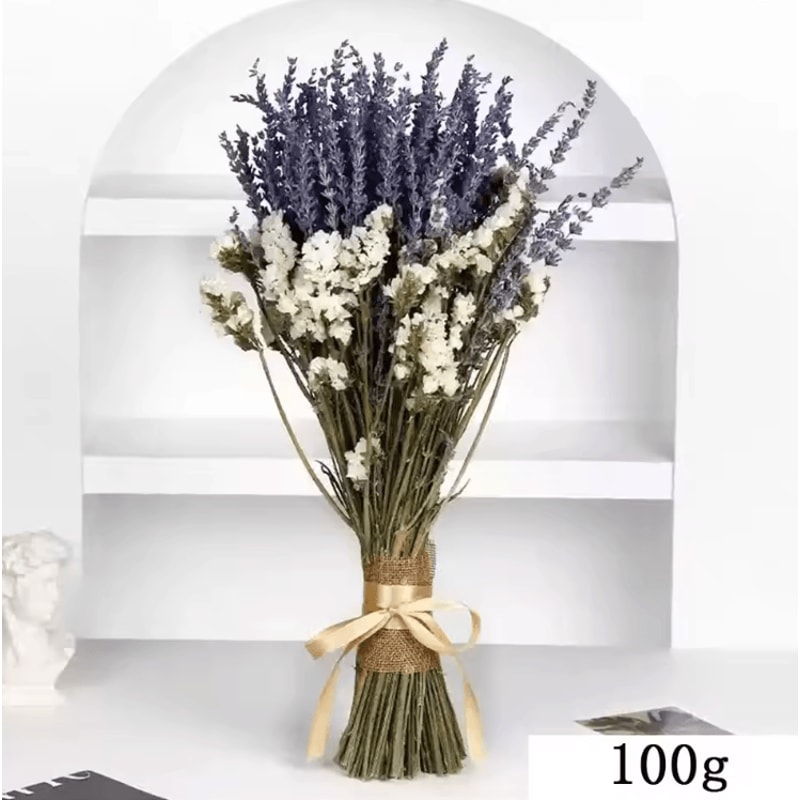 Romantic Lavender Gypsophila Dried Flower Bouquet Natural Wedding Home Decor 3