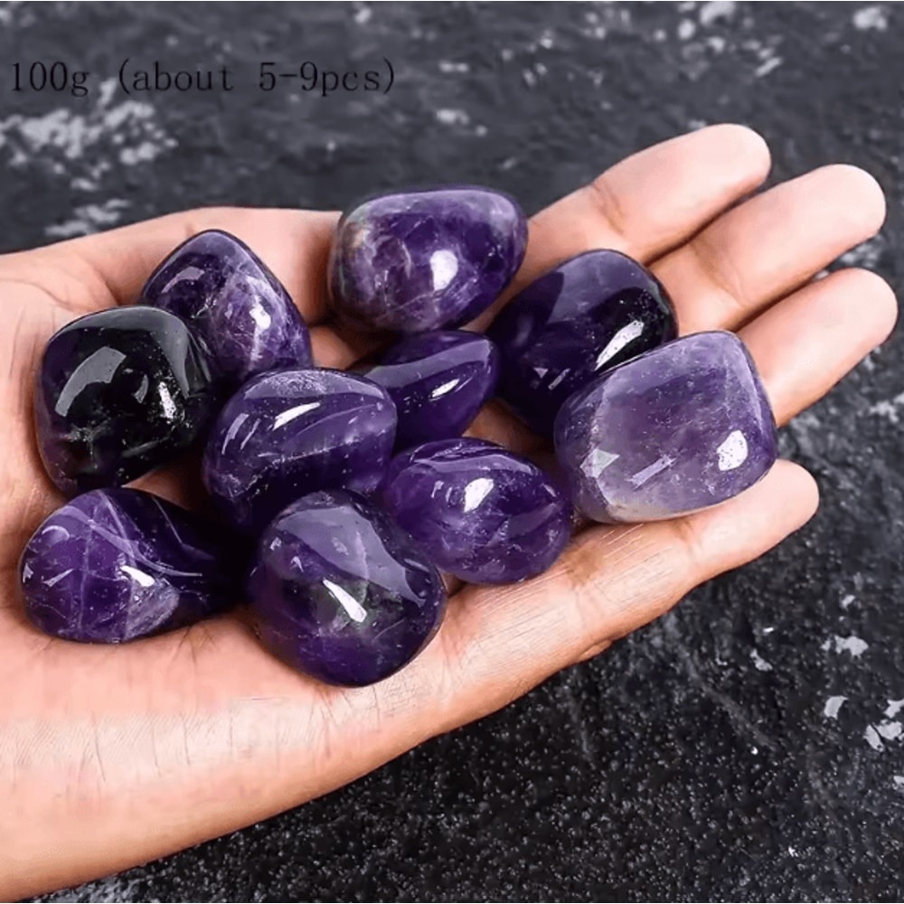 Natural Amethyst Tumbled Crystal Stones 100g Polished Healing Decor Gemstones 0