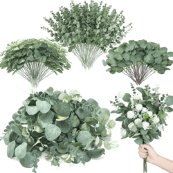 mixed artificial eucalyptus leaves bulk set – realistic greenery for wedding & home decor