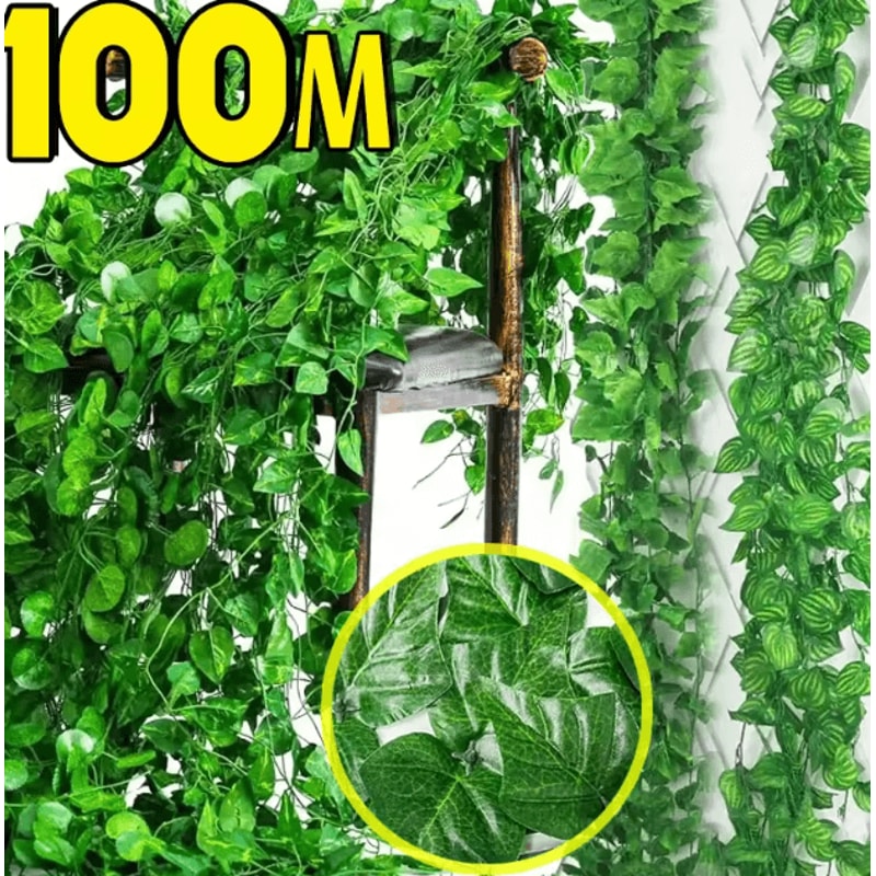 Lush Artificial Ivy Vine Garland 2M 100 Leaves Realistic Hanging Greenery Decor 0