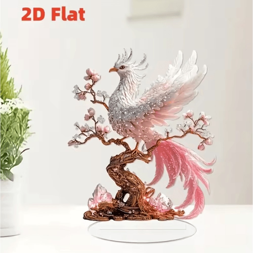 Elegant Crystal Phoenix Statue Symbolic Desktop Home Decor Accent 0