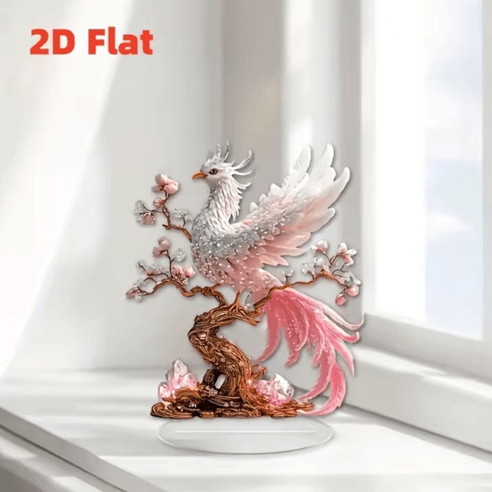 Elegant Crystal Phoenix Statue Symbolic Desktop Home Decor Accent 3