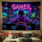 VIKAMA GAMER Fluorescent Cyberpunk Tapestry UV Reactive Gaming Room Wall Decor 3