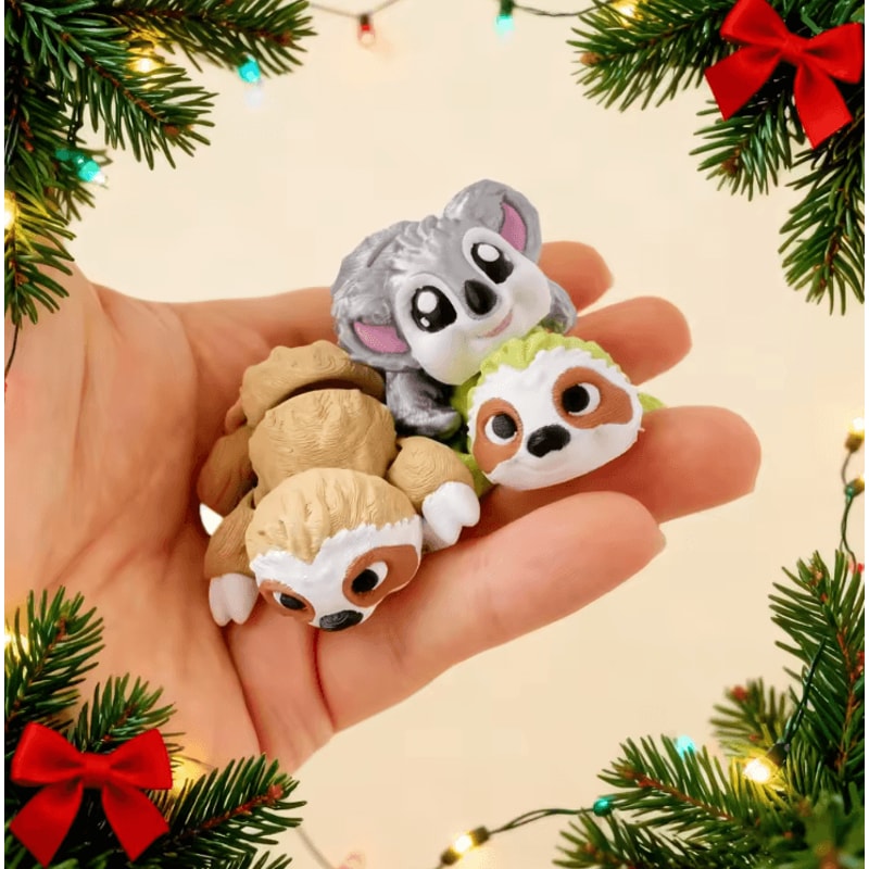 3D Printed Articulated Sloth Koala Figurines Cute Poseable Desk Gift Decor 0