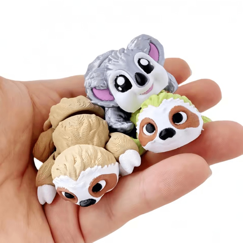 3D Printed Articulated Sloth Koala Figurines Cute Poseable Desk Gift Decor 4