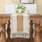 Boho Farmhouse Linen Table Runner With Tassels Rustic Macrame Dining Decor 3