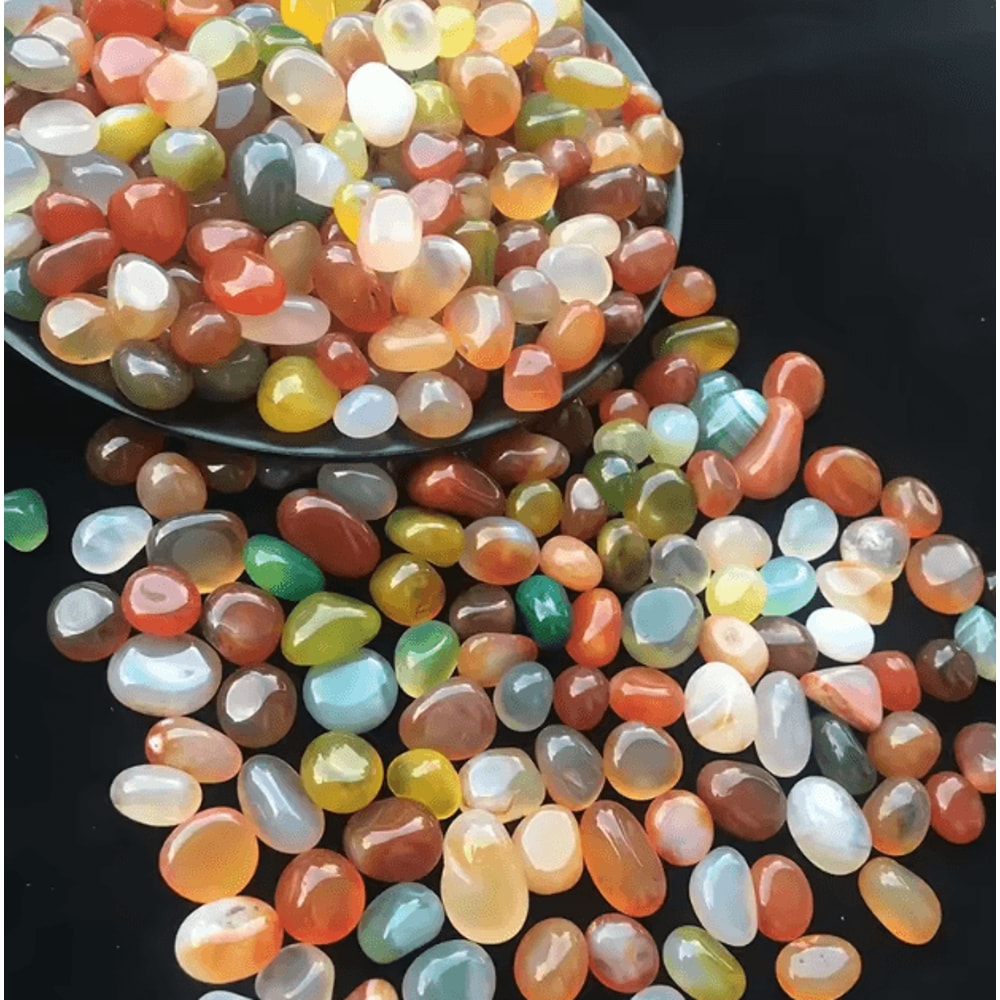 Colorful Agate Pebbles 100g Natural Polished Stones For Aquarium Vase Home Decor 0