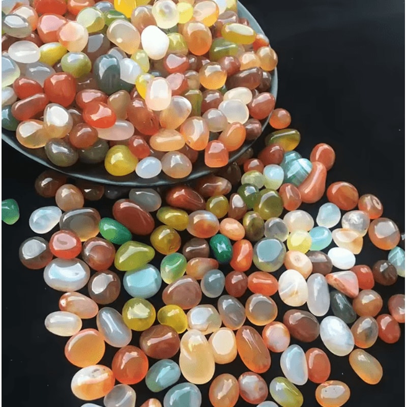 Colorful Agate Pebbles 100g Natural Polished Stones For Aquarium Vase Home Decor 0